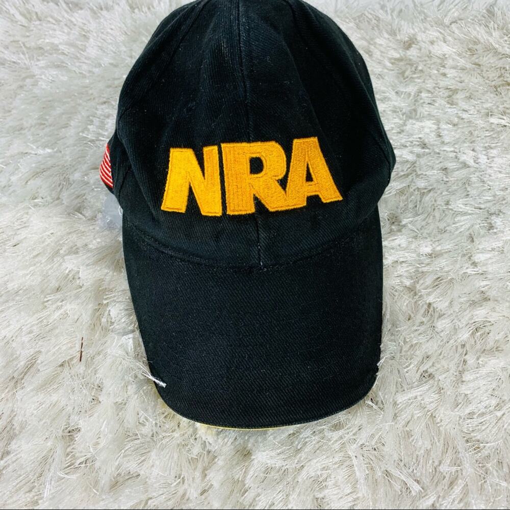 Vintage NRA Black Hat Gold Embroidery Flag